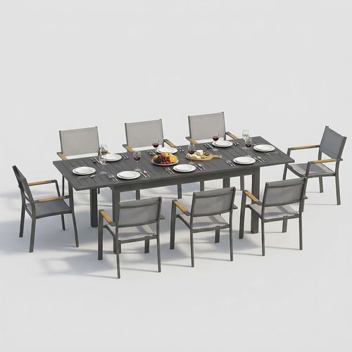 Patio Furniture Set with 121" Extendable Dining Table